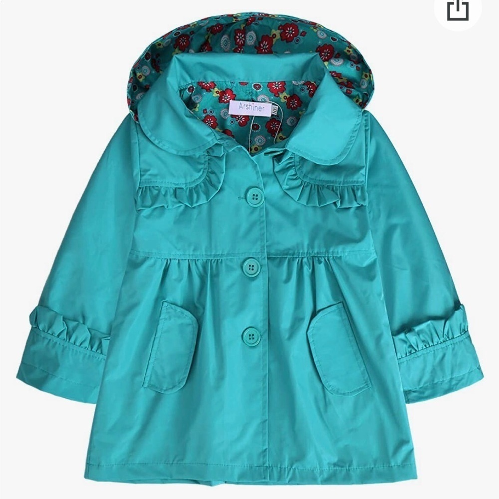 Arshiner Baby Girls Lightweight Windbreaker Waterproof Hooded Jacket, size 3/4Y